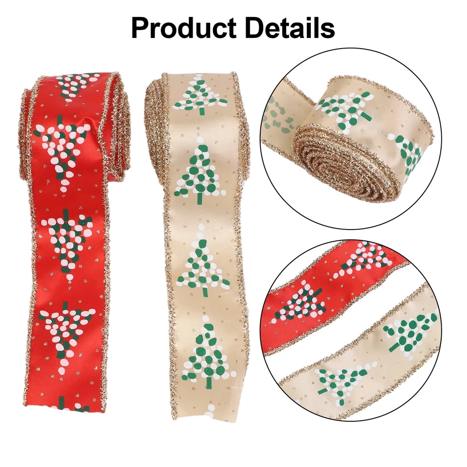 Pour Noël Rubans Tissu Imprimés avec Motif Écharpe pour Artisanat de Vacances - Photo 3/4