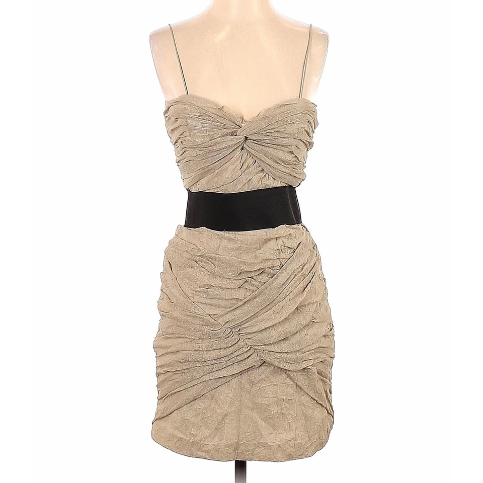 Foley + Corrina  Women’s Strappy Rouched Tan Party Dress Sz Small NWT prom party - Image 3 of 4