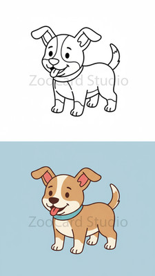 Cute Dog Clipart PNG Vector Digital Stamp Coloring Page Nursery Art