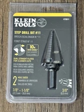 Klein Tools KTSB11 Double-Fluted Step Drill Bit #11 (7/8" to 1-1/8") NEW SEALED