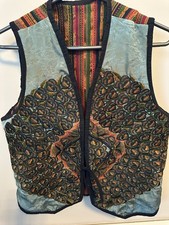 Beautiful Vintage 100 Cotton Guatemalan Vest Handwoven Size M Embroidered Teal