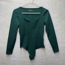 Abercrombie  Fitch Soft A F Sweetheart Neck Long Sleeve Bodysuit Green Small