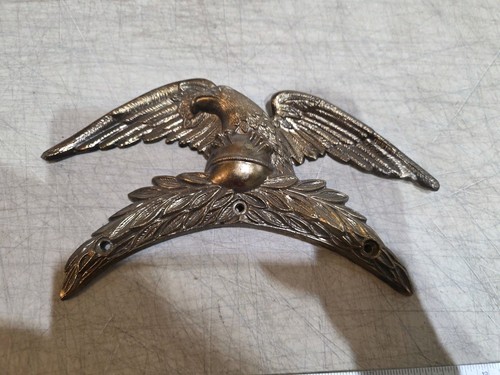 VINTAGE LARGE BRASS EAGLE PLAQUE CLOCK TOPPER 9-1/2"