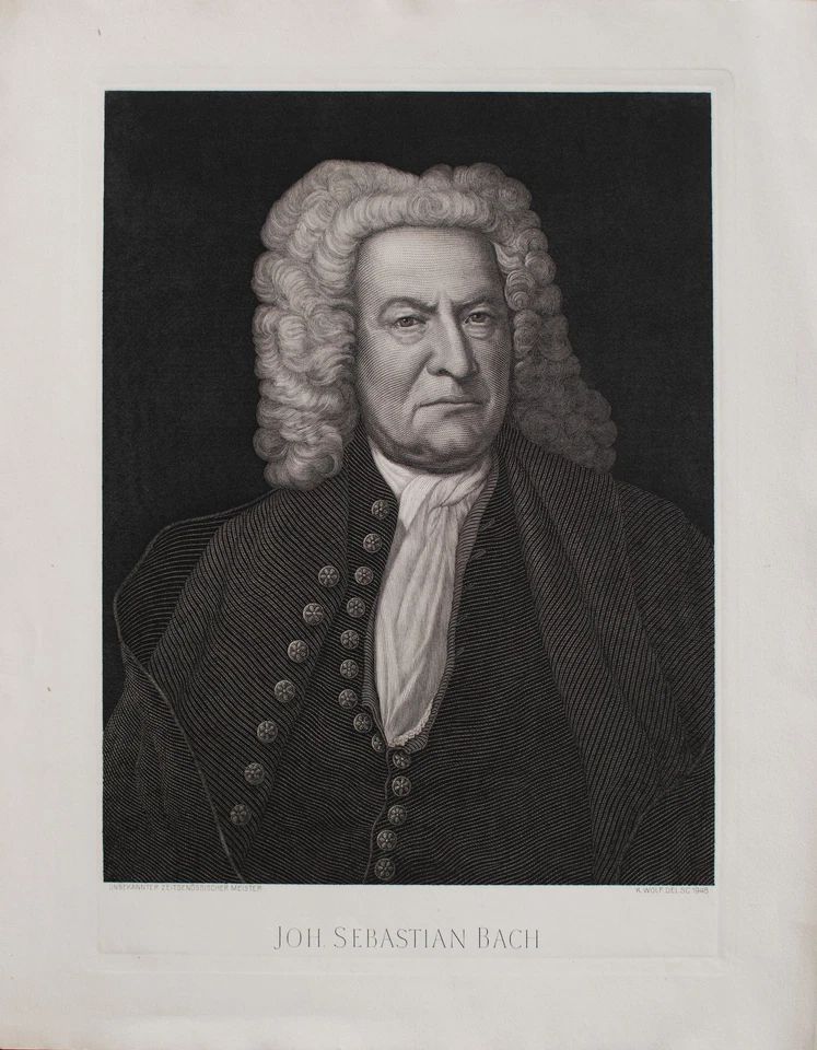 Johann Sebastian Bach Porträt Musiker Barock Leipzig Kopie Druckgrafik 1948 - Bild 4 von 4