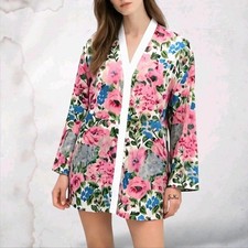 Vtg 90's Victoria's Secret Gold Label Floral Satin Sheer Stripe Sleepshirt M / L