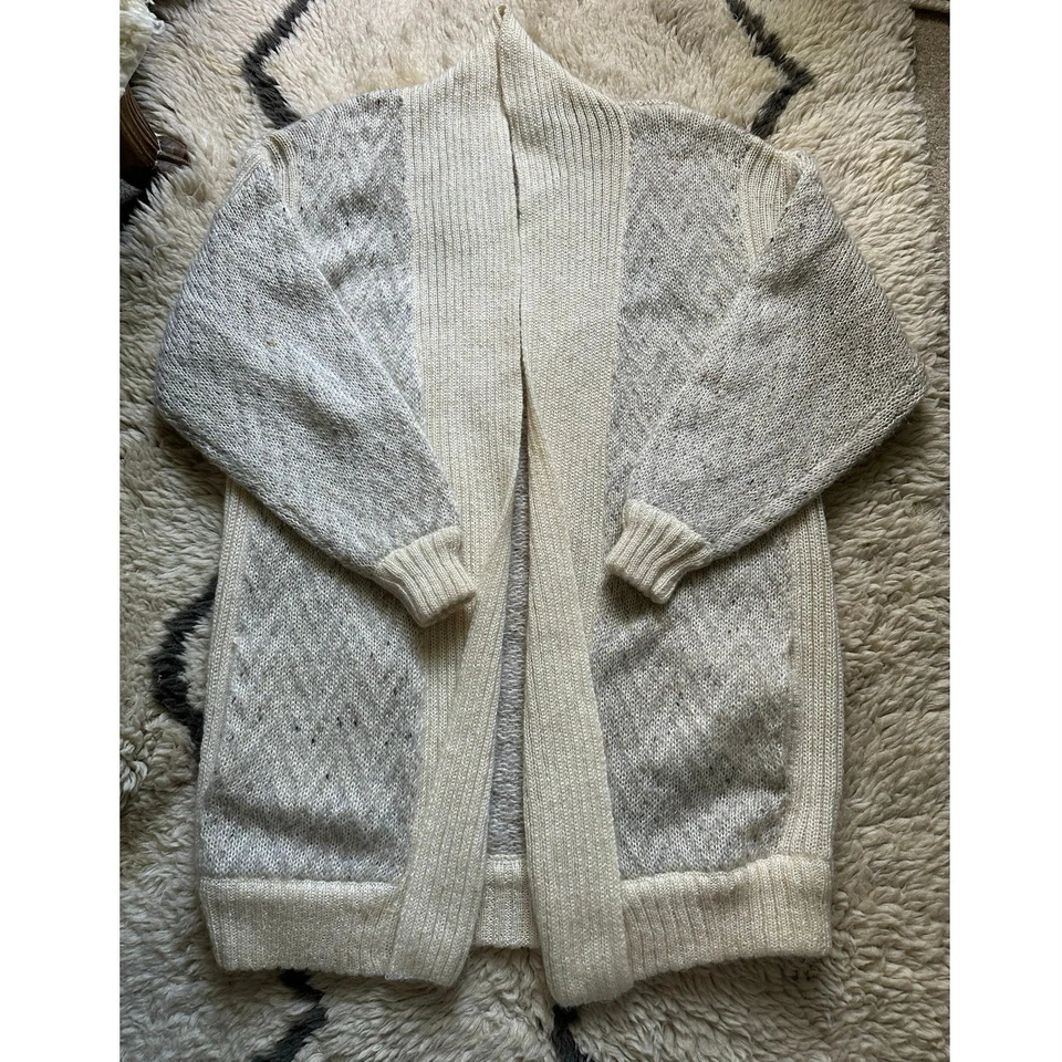 Cárdigan Suéter Tejido Lana Vintage Mujer Largo Lana Crema Amanda Felding Talla M Foto 2 de 4