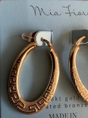 Mia Fiore made Italy Diadema 18K gold plated bronze 1.6” oval Hoop