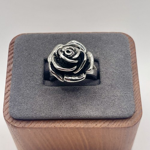 Stainless Steel Rose Flower Ring Size 7 Gothic Vintage Style Bold Statement