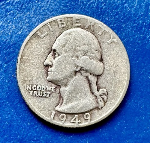 1949 Washington Quarter. 90% Silver. XF Condition. Charity Auction. ￼
