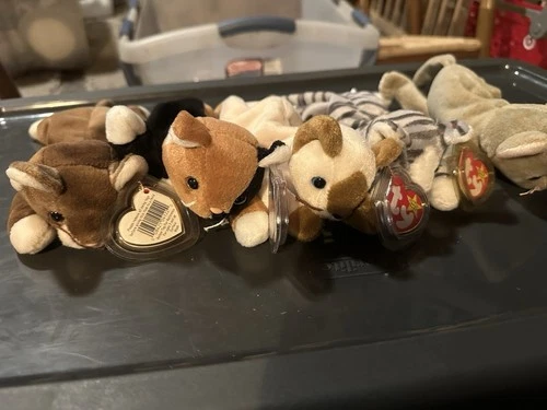 Vintage Ty Beanie Babies Cats - Lot of 5 With Tags
