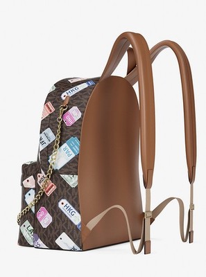 Michael Kors Signature Brown Backpack | Full Size | MK Logo Print Michael Kors Sable Large Signature Logo Backpack - Macy main image 4