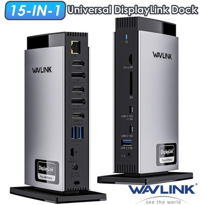 WAVLINK 15-in-1 DisplayLink Dockingstation Triple 4K 100W/130W 3xHDMI 2xDP RJ45