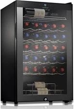Nutrichef 34 Bottle Wine Refrigerator Cellar, 93.45 Liters Internal, Single Zone