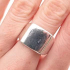 925 Sterling Silver Vintage Modernist Signet Ring Size 9.5