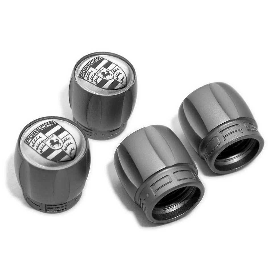 Premium Dark Gray Sport Car Tire Air Valve Caps Stem Valve Cover For Porsche - Image 3 of 3