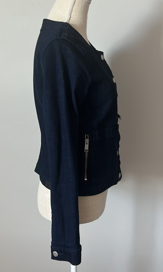 DKNY Women's Collarless Denim Jacket Dark Denim Size … Gem