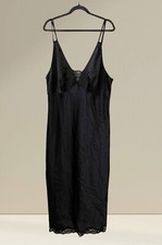 Vintage Secret Treasures Satin Slip Dress Night Dress Black Lace womens Size 2X