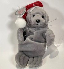 Coca Cola Plush Seal Snowflake Red Hat 1997 Bean Bag Stuffed Animal 7"