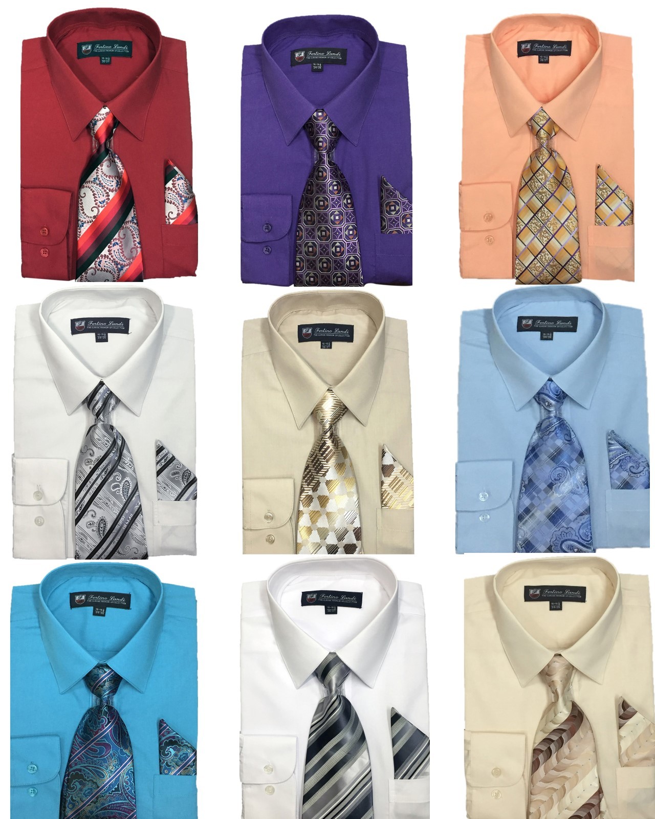 New Men's Dress Shirt w/ Matching Tie and Handkerchief Set SG21B eBay