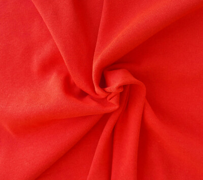 Recycled Cotton Poly 1x1 Rib Knit Fabric by the Yard Bright Orange 10/20 USA 