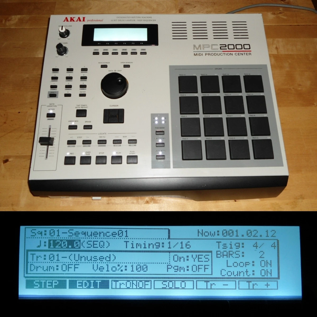 Custom Akai MPC 2000 w/White LEDs & Black PADs Max RAM Sample