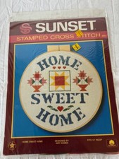 New Sealed Sunset Stamped Cross Stitch Kit Home Sweet Home 3953