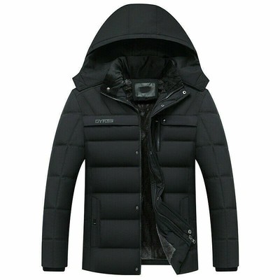 Herren Puffer Jacke mit Kapuze Down Mantel Baumwolle Gefüttert Winter Warm Mode