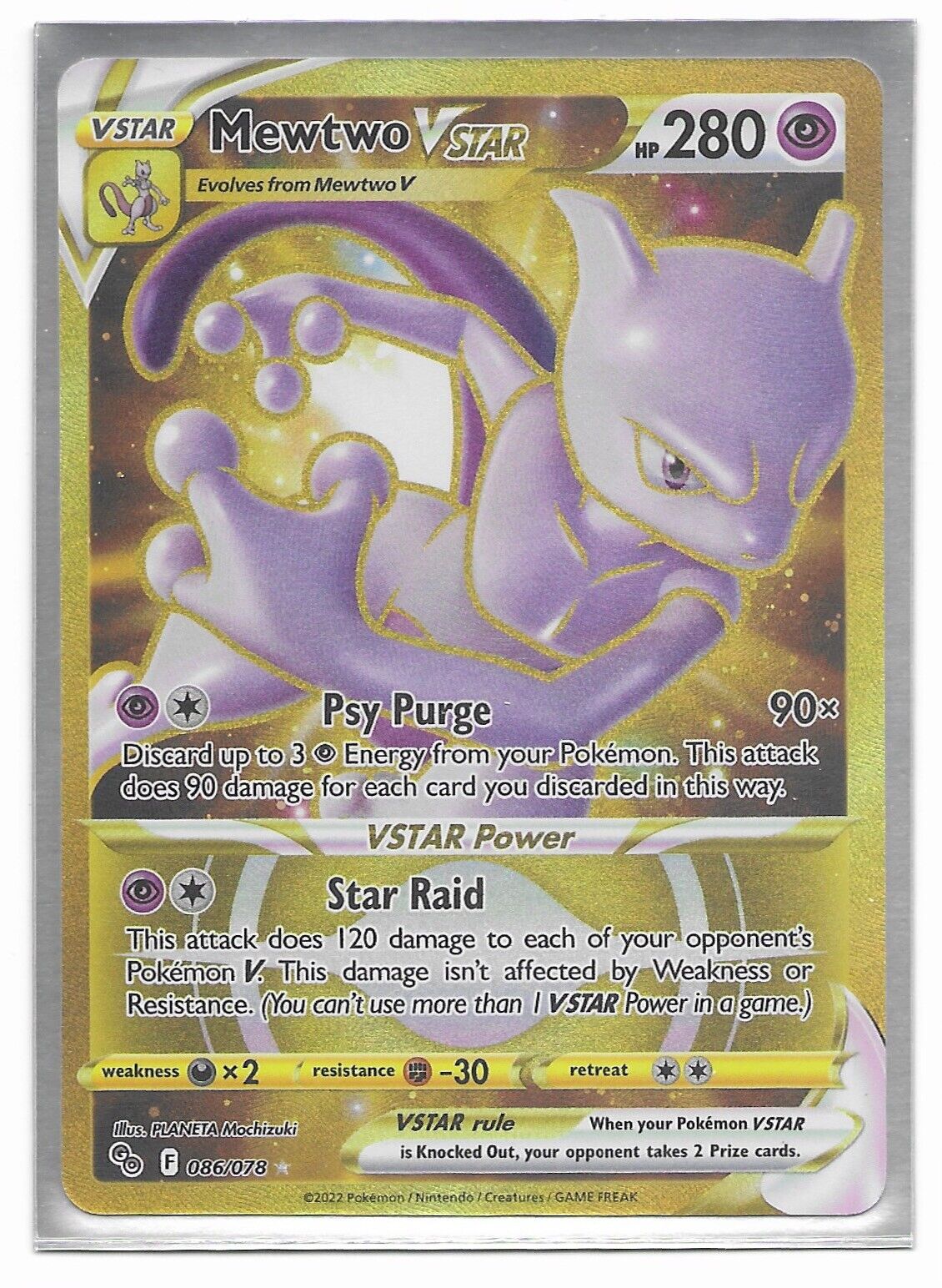 ✨Pokémon TCG Mewtwo VSTAR Gold 086/078 Holo Secret Rare Pokémon Go  Mint/P.Fresh