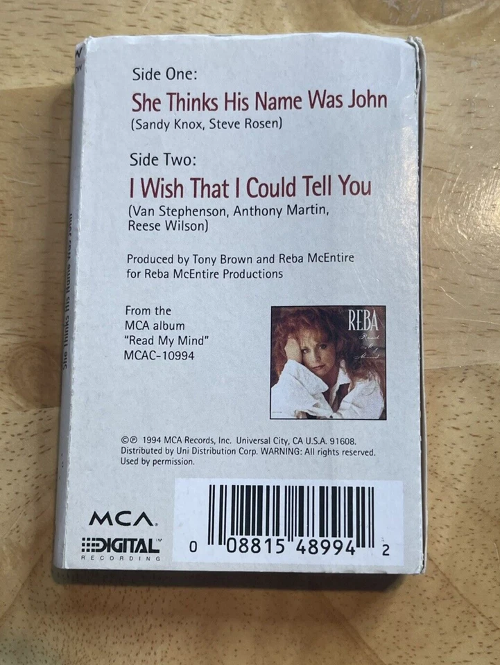 Reba She Thinks His Name Is John Cassette Single 1994 - Image 2 of 2