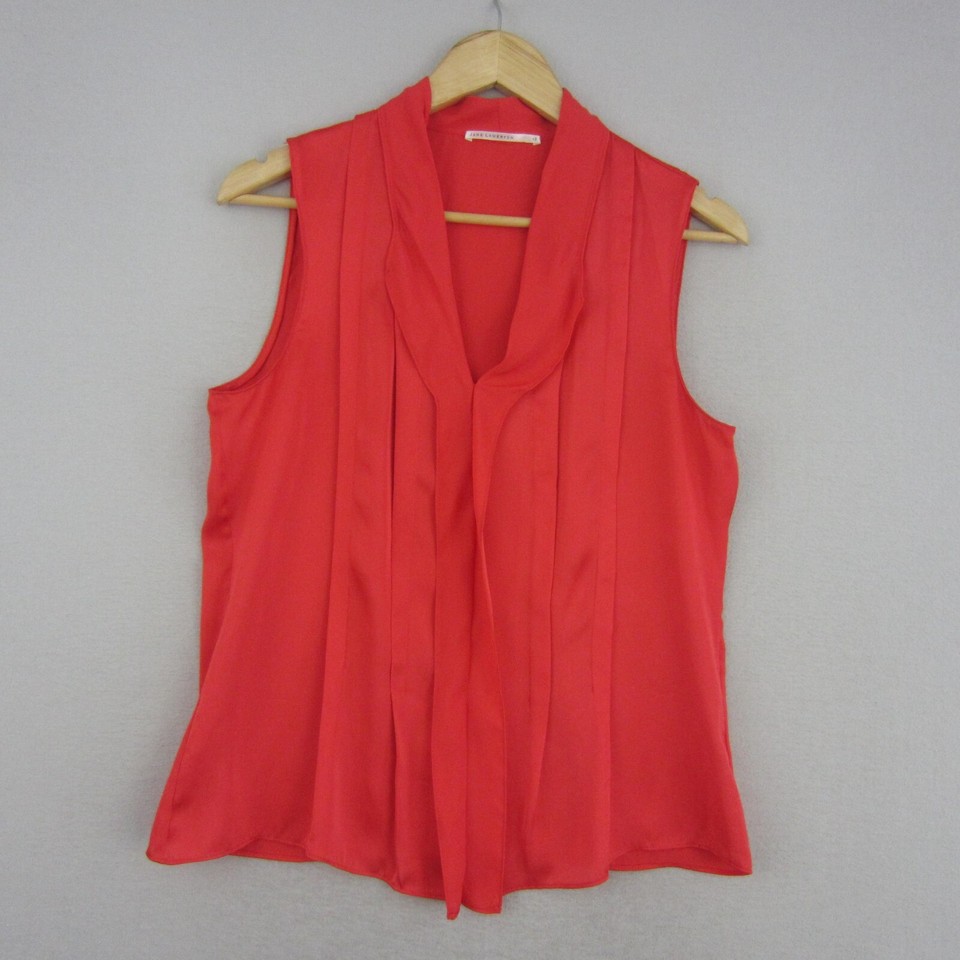 Jane Lamerton Top Womens 12 Orange Sleeveless Blouse Shirt Flowy Work Office