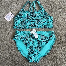 More Then Magic Chriss Cross Back UPF 50 2 Pc. Turquoise Bikini Girl's 10/12