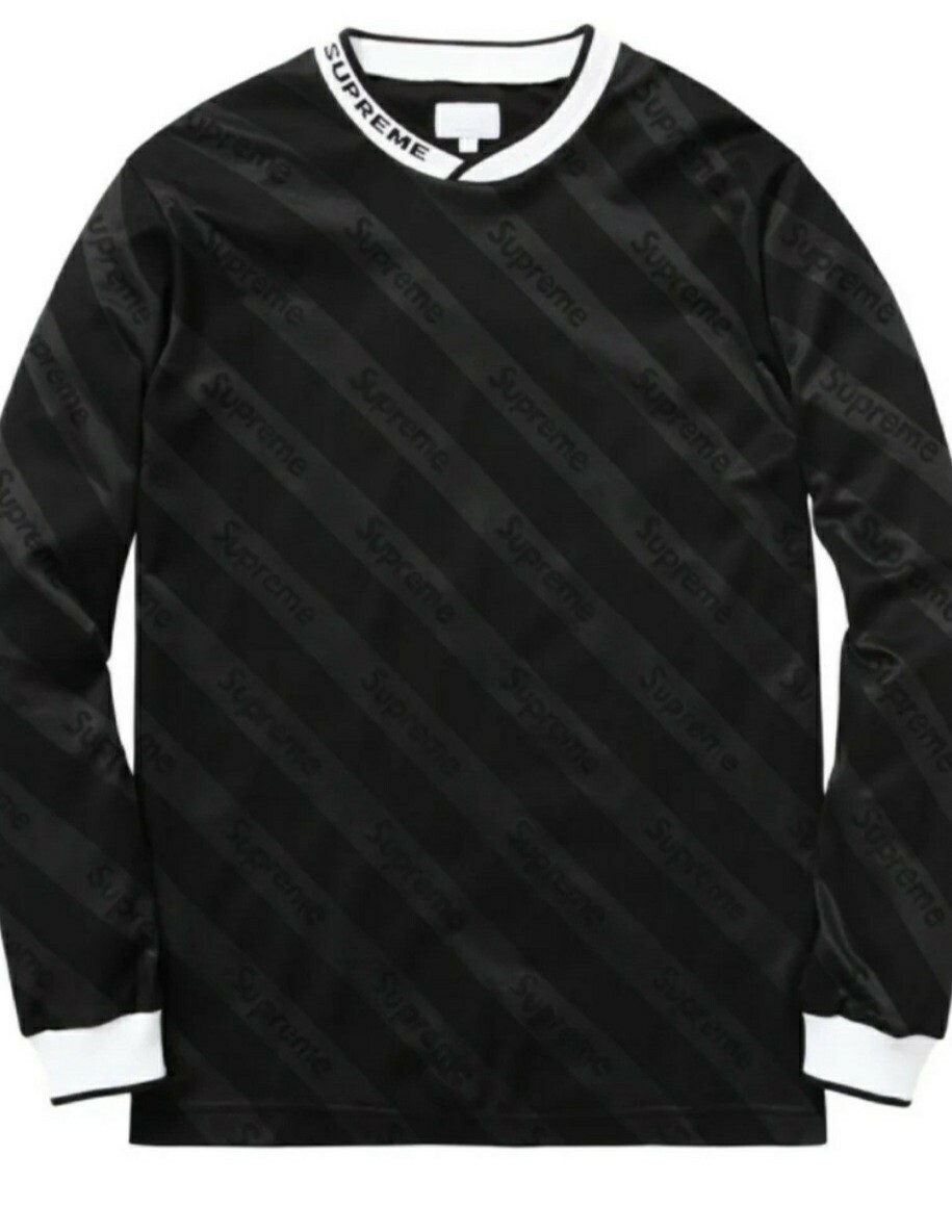 ウェア Supreme - Diagonal Soccer Top 2015ss SS15 Supreme Diagonal Soccer jersey black M medium L/S T