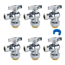 6pack Angle Stop Valve Angle Water Shut Off Valve 1/2 X 3/8 Inch Compression Toi