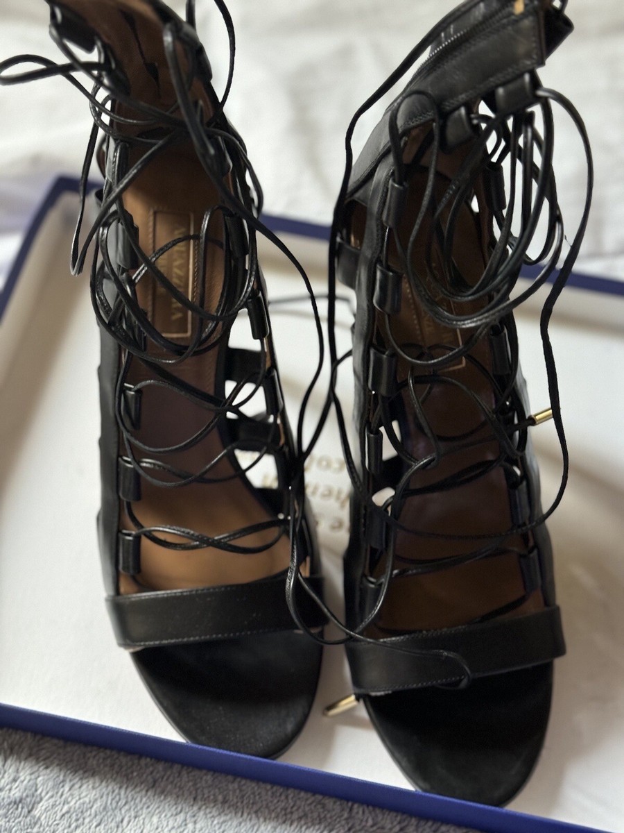 【関税・送料込み】AQUAZZURA SANDALS Aquazzura - Minimalist Soft Gold Leather & PVC Sandal, 50mm