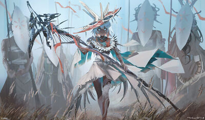 Anime girls witch dark skin swav looking at viewer playmat gaming mat