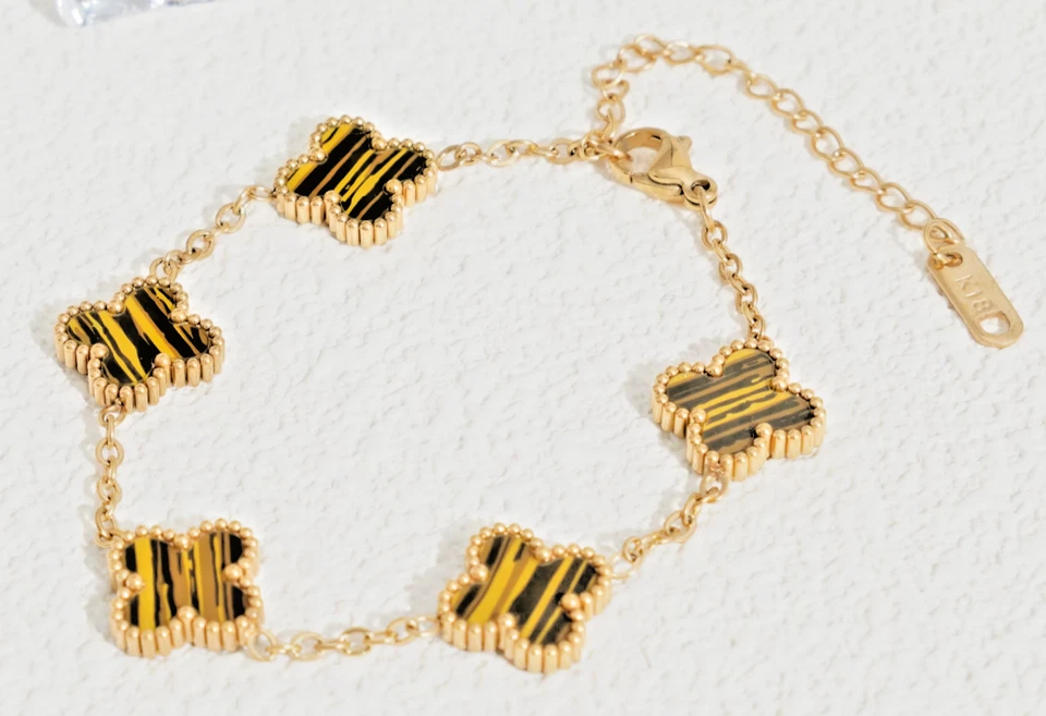 13mm Classic Blumenkette Armband 18 K vergold. Kleeblatt - Bild 3 von 4