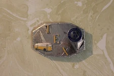 VINTAGE ( TEX ) PERSONALIZED BELT BUCKLE WITH BUS & GEORGIA POWER CO. EMBLEMS