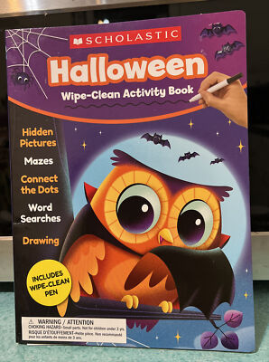 Scholastic Teaching Solutions Halloween  Spiral Wipe-Clean Activity Book - NEW