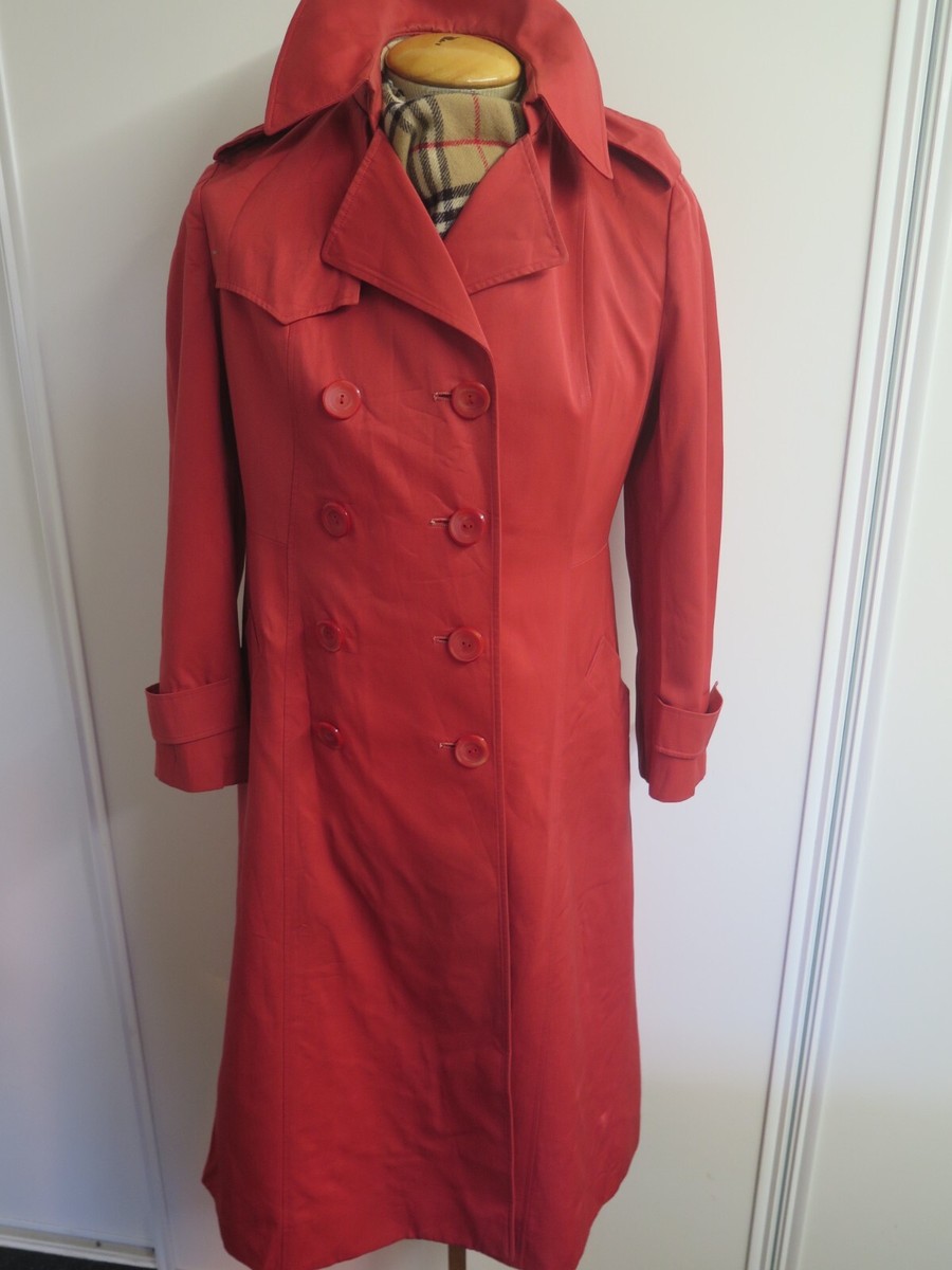 Genuine Vintage Harrods Aquascutum Red Raincoat Trench Coat Mac S