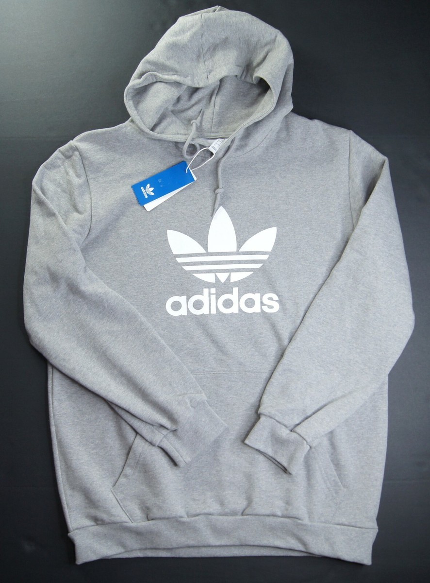 adidas originals Men's Grey Trefoil French Terry Cotton Pullover