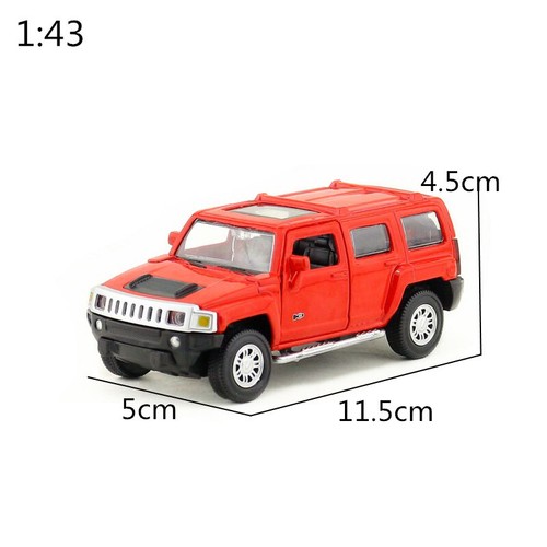 1:43 Diecast Hummer H3 SUV Metal Car Model Toy Pull Back Door Open Gift for Kids - Picture 3 of 14