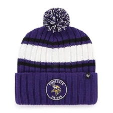 Minnesota Vikings '47 Brand Purple Plateau Cuff Knit Winter Hat w/ Pom