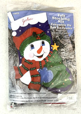 Design Works Crafts Felt Stocking Kit Snowman  Tree  5073 Made In USA 16" New