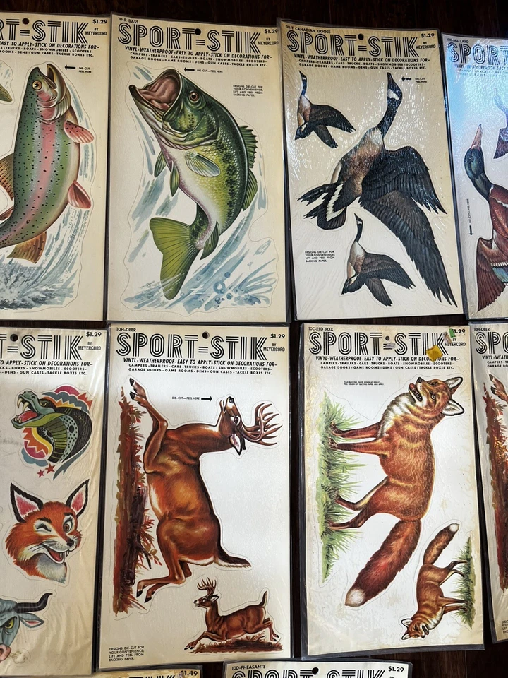 12-NOS Pegatinas Adhesivas De Colección MeyerCord Sport-Stik (Peces-Pájaros-Tigre-Diablo-Zorro) Foto 3 de 4