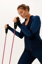 Bam Balance Seamless Geo Jacket, Blue, Supersoft, Gym, Yoga, Running, Pilates