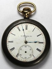 1904 Elgin Grade 234 12s 7j Pocket Watch w/ Nubian Gun Metal Case - Parts/Repair