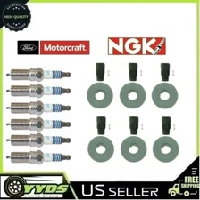 NGK Tune Up Kit w/ MOTORCRAFT Plugs Coil Boots for Ford Lincoln Mazda 3.5L 3.7L