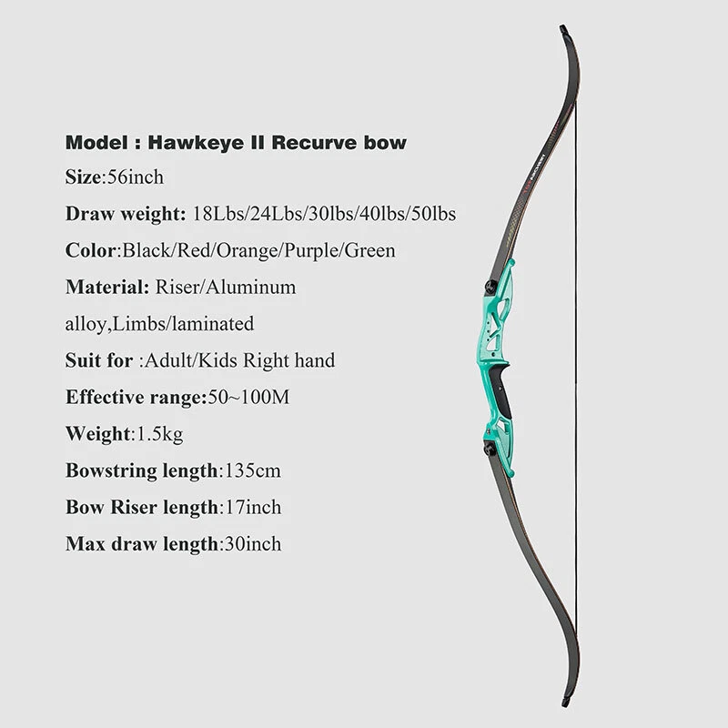 56" 18-50lbs Archery Takedown Recurve Bow  Metal Riser for Bow Hunting Target - Image 3 of 4