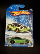 2009 Hot Wheels ‘09 Corvette ZR1 Snowflake Card Exclusive Green FTE