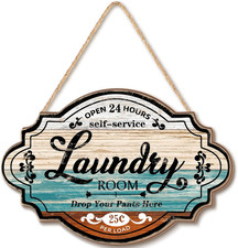 Vintage Wood Laundry Room Decor Hanging Wall Sign Door Sign Farmhouse Rustic Wal